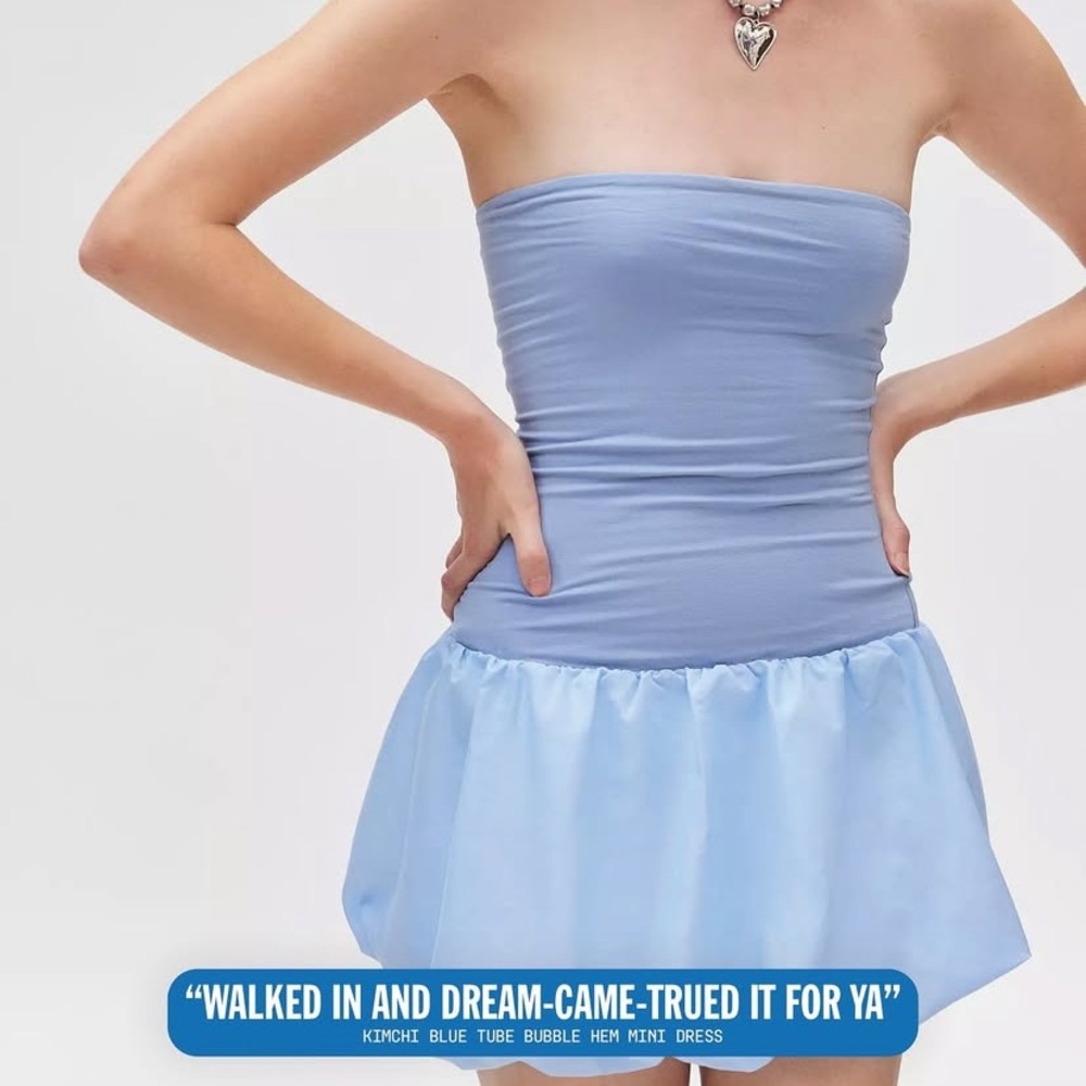 urban outfitters blue tube bubble hem mini dress